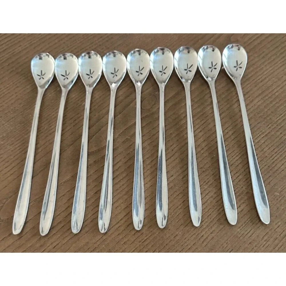 Set of 9 WMF Cromargan Germany Stainless Laurel‎ Iced Tea Spoons 8 1/2''